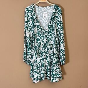 Free People Rebecca Ruffle Floral V-Neck Ruffle Dress